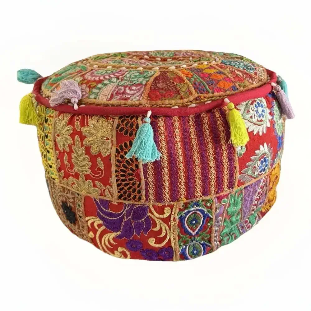 NWT Bohemian, Ethnic, Eclectic, Moroccan,4 Pillows&Pouf Ottoman boho-chic vibe